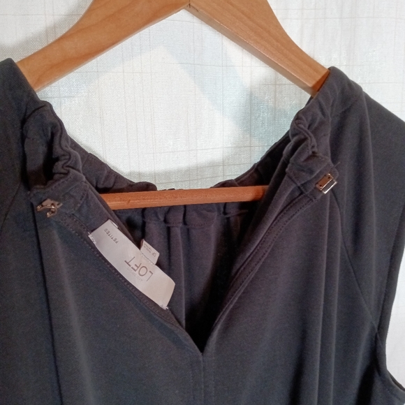 LOFT Ann Taylor Sandwashed Modal Blend Black Knee Length Sleeveless Dress - Picture 8 of 9